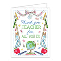 Handpainted Thank You Teacher For All You Do Greeting Card