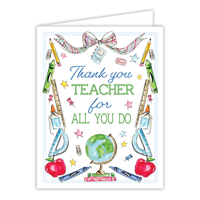 Handpainted Thank You Teacher For All You Do Greeting Card