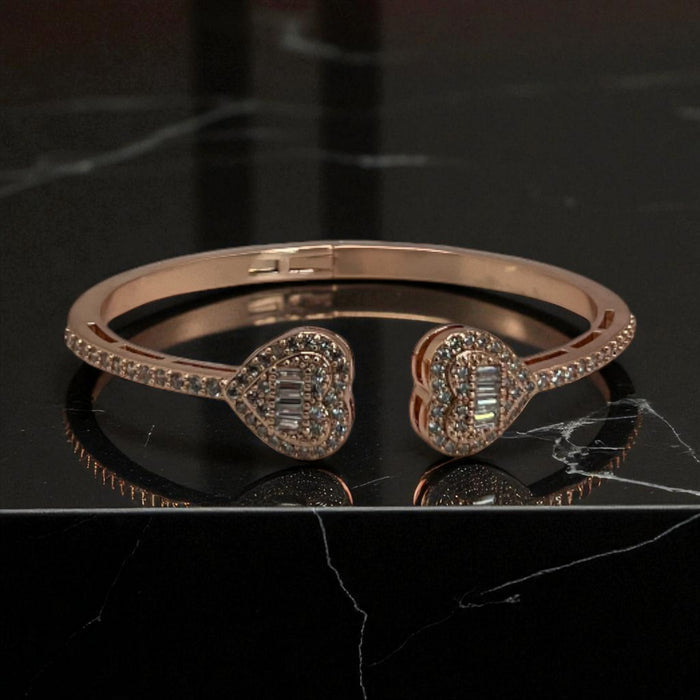 Heart Diamond Bangle Bracelet (Thin)