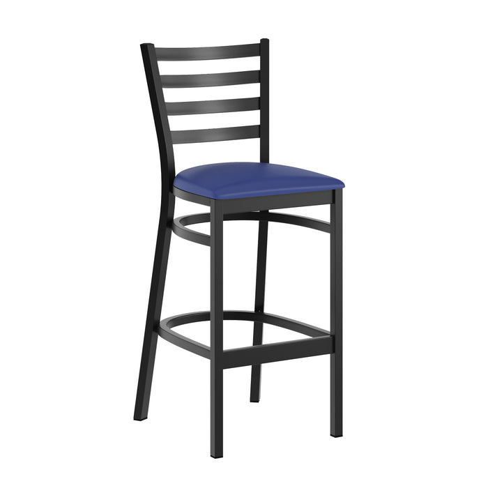 Black Ladder Stool-Blue Seat
