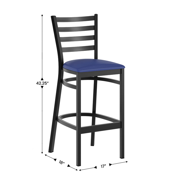 Black Ladder Stool-Blue Seat