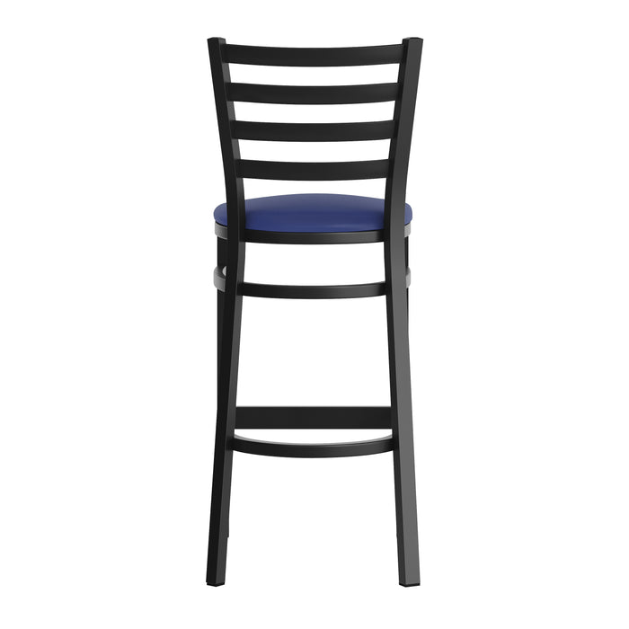 Black Ladder Stool-Blue Seat