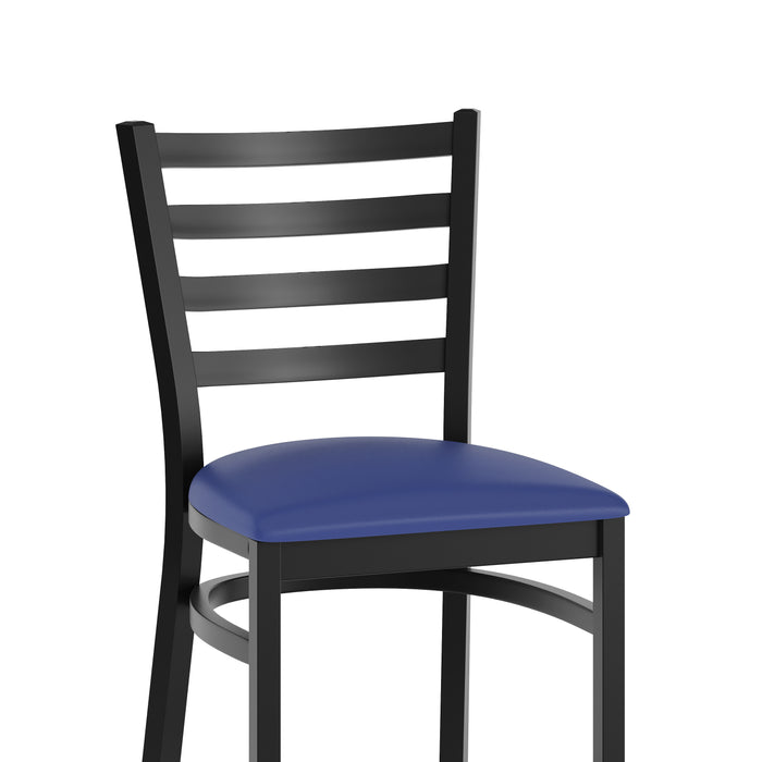 Black Ladder Stool-Blue Seat