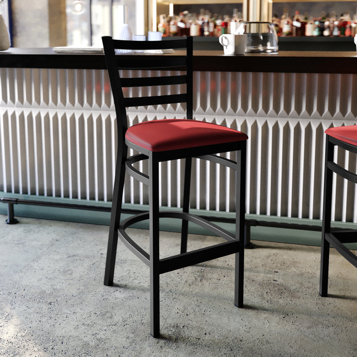 Black Ladder Stool-Red Seat