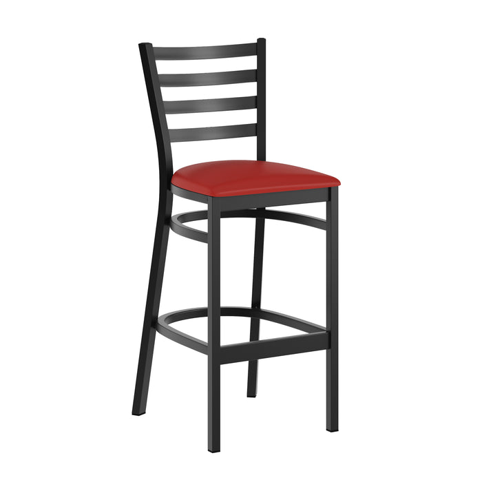 Black Ladder Stool-Red Seat