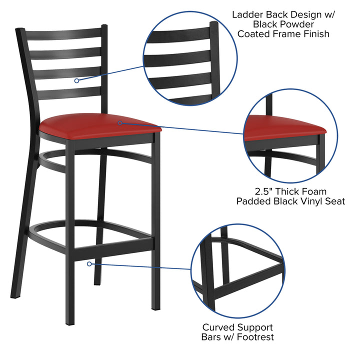 Black Ladder Stool-Red Seat