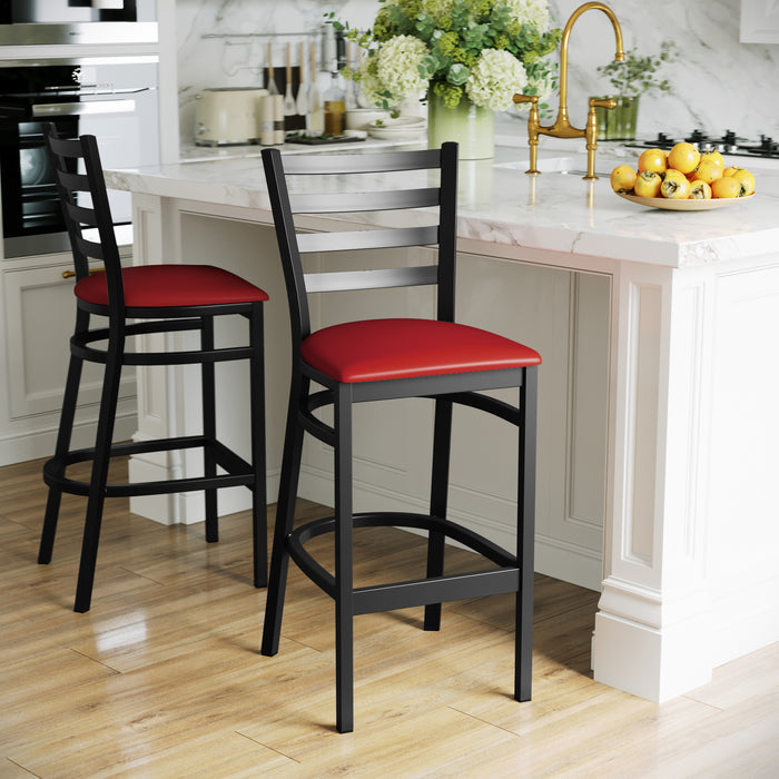 Black Ladder Stool-Red Seat