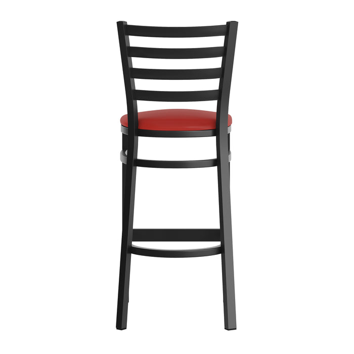 Black Ladder Stool-Red Seat