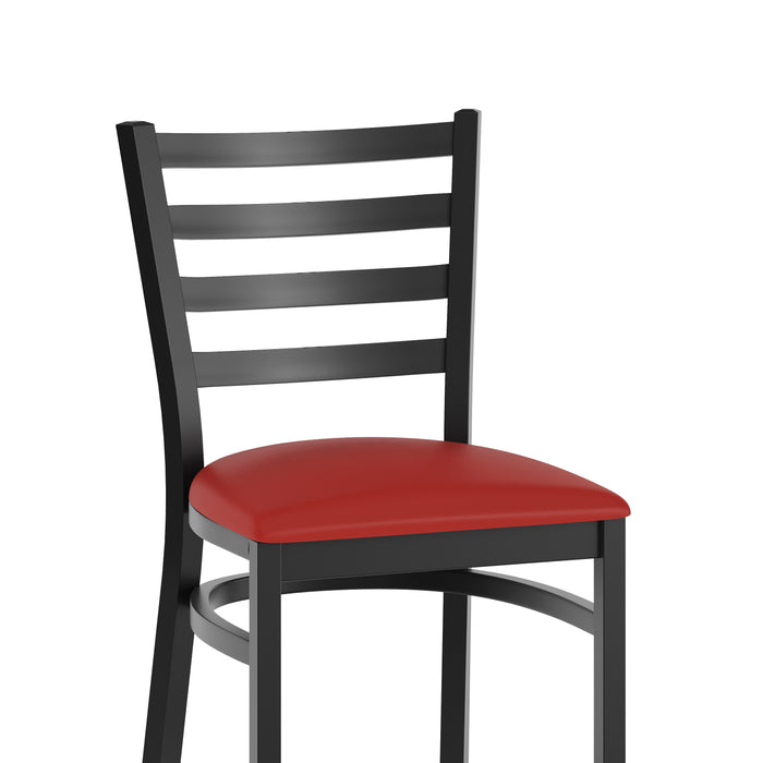 Black Ladder Stool-Red Seat