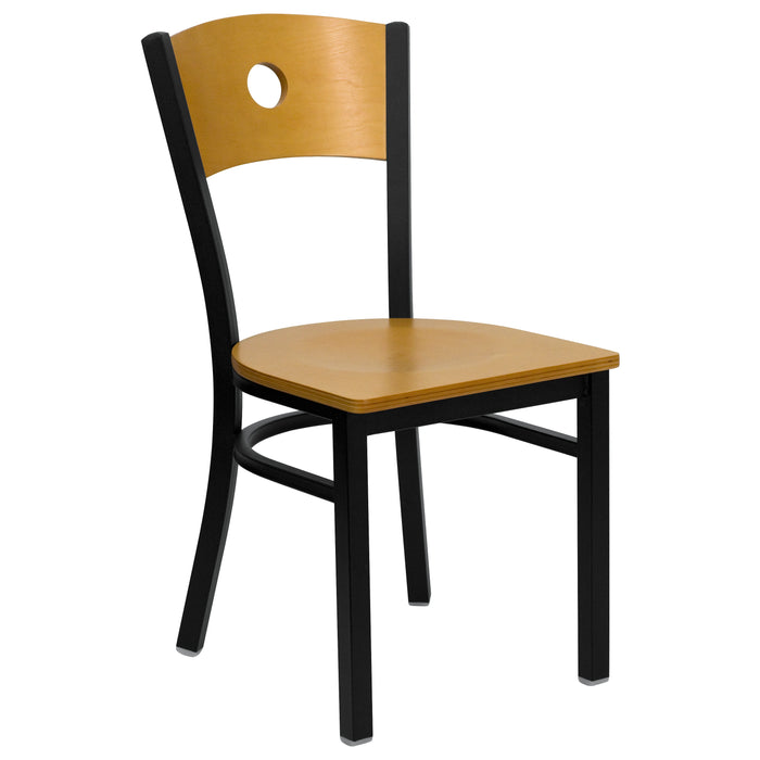 Bk/Nat Circle Chair-Wood Seat
