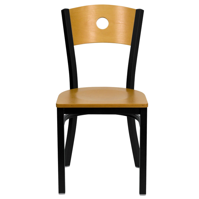 Bk/Nat Circle Chair-Wood Seat