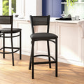Black Grid Stool-Black Seat