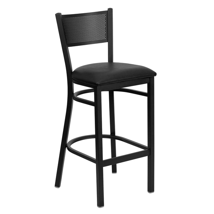 Black Grid Stool-Black Seat