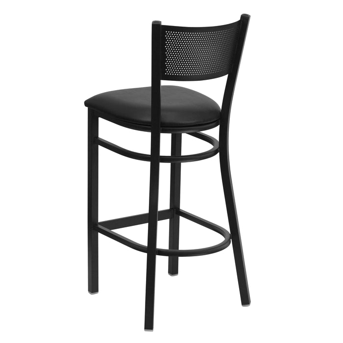 Black Grid Stool-Black Seat