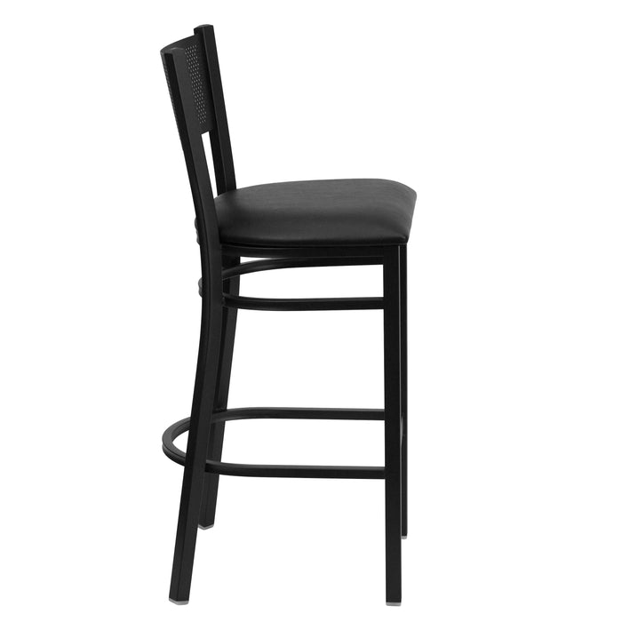 Black Grid Stool-Black Seat