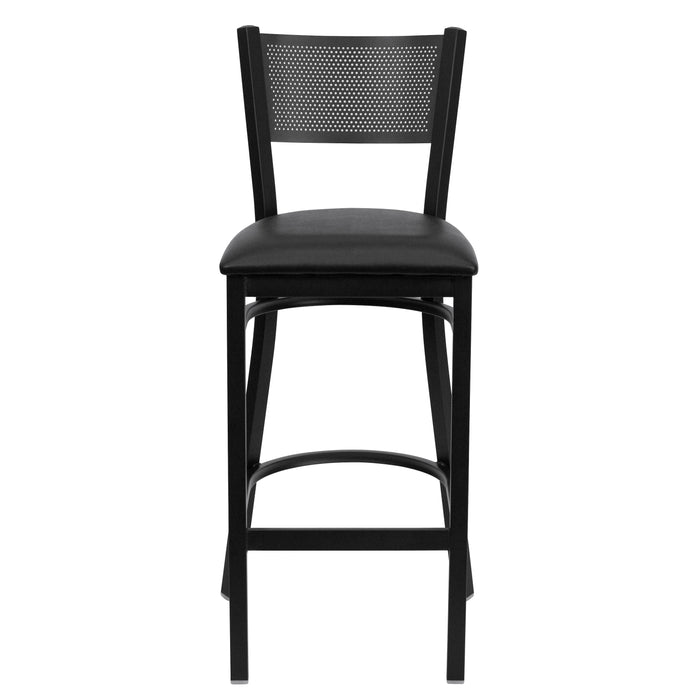 Black Grid Stool-Black Seat