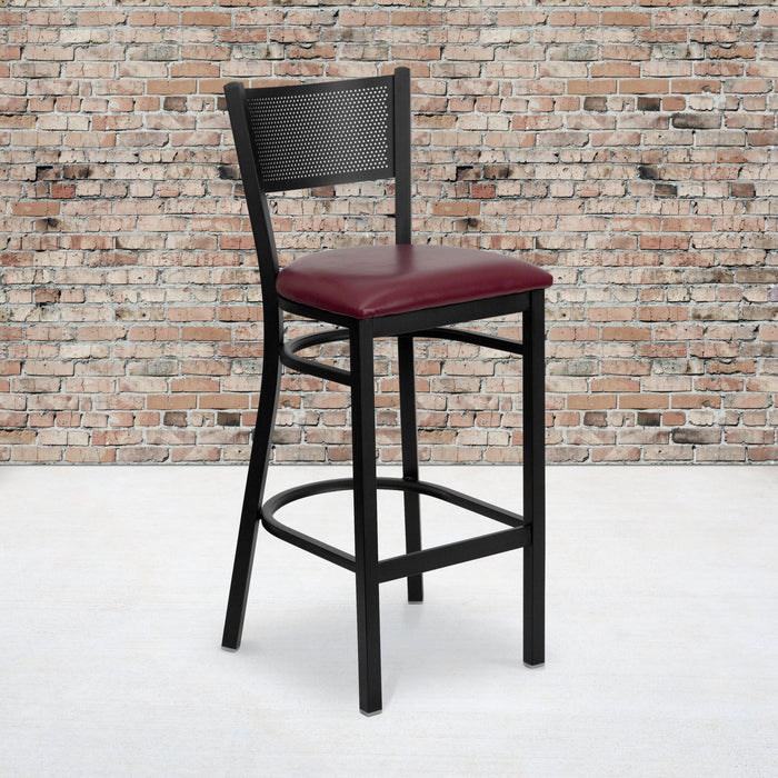 Black Grid Stool-Burg Seat
