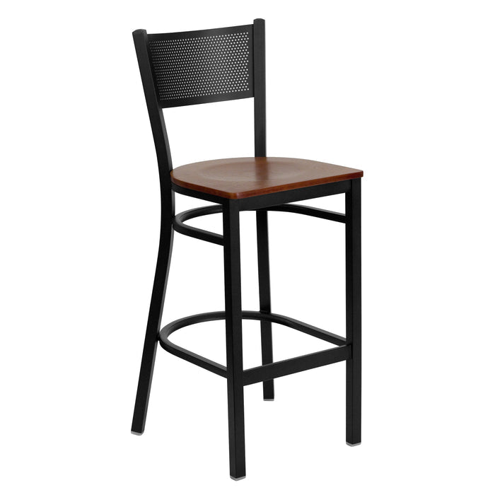 Black Grid Stool-Cherry Seat
