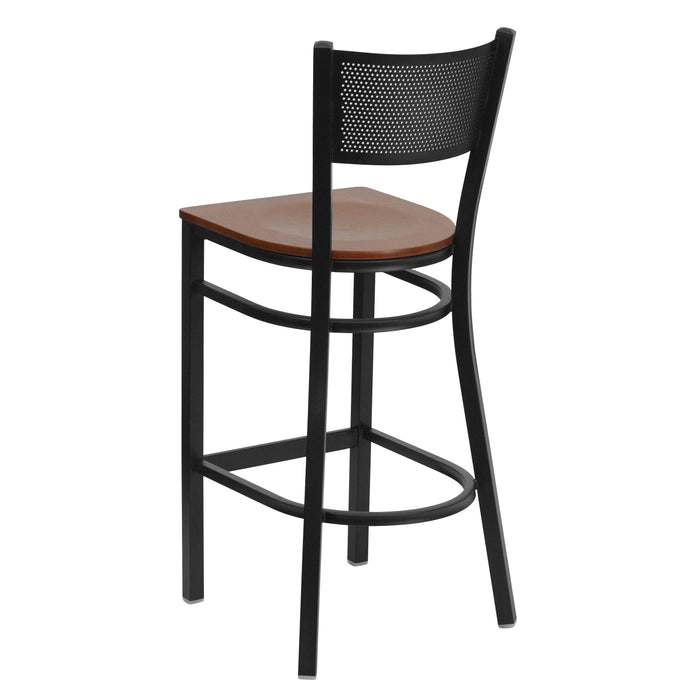 Black Grid Stool-Cherry Seat