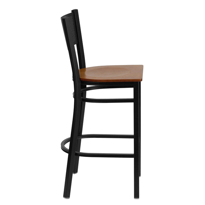 Black Grid Stool-Cherry Seat