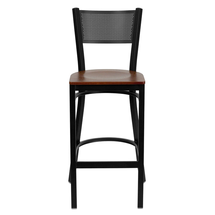 Black Grid Stool-Cherry Seat
