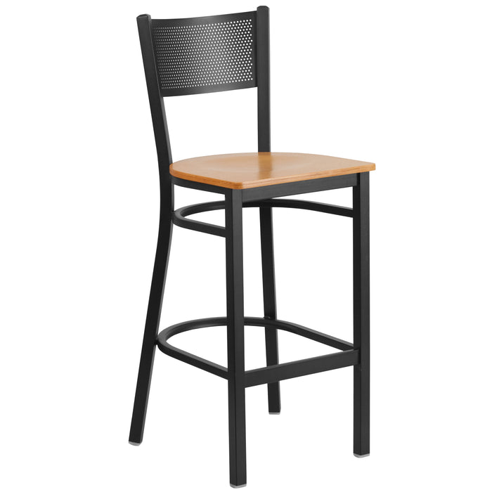 Black Grid Stool-Nat Seat