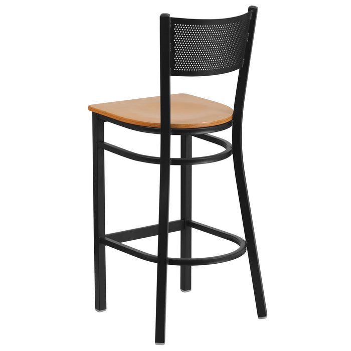 Black Grid Stool-Nat Seat