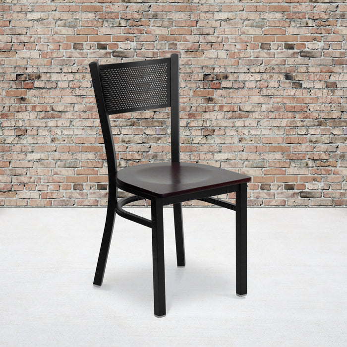 Black Grid Chair-Mah Seat
