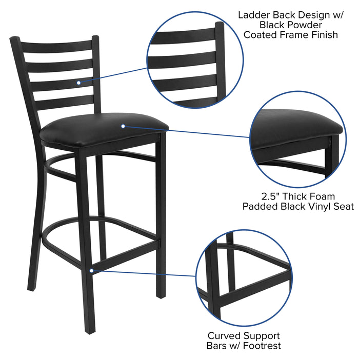 Black Ladder Stool-Black Seat