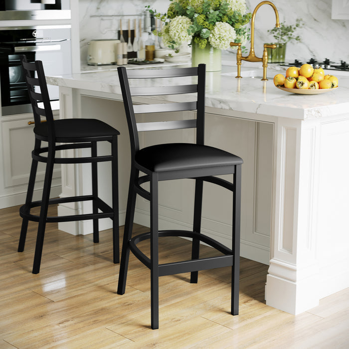 Black Ladder Stool-Black Seat
