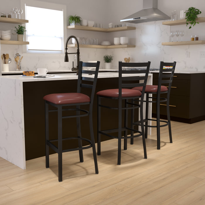 Black Ladder Stool-Burg Seat
