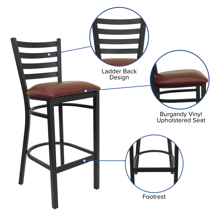 Black Ladder Stool-Burg Seat