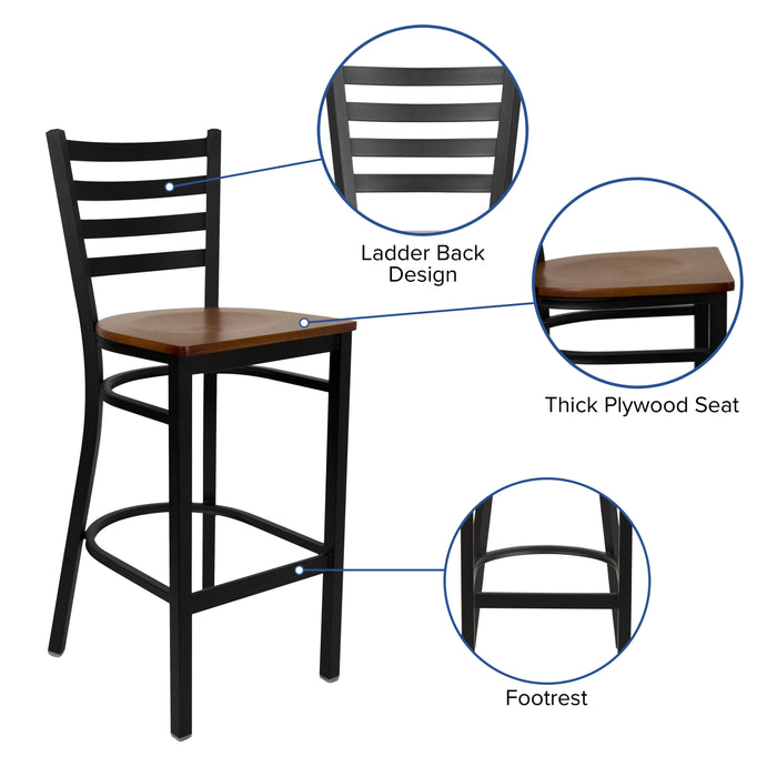 Black Ladder Stool-Cherry Seat