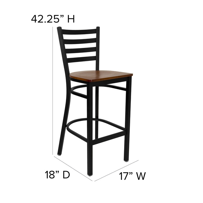 Black Ladder Stool-Cherry Seat