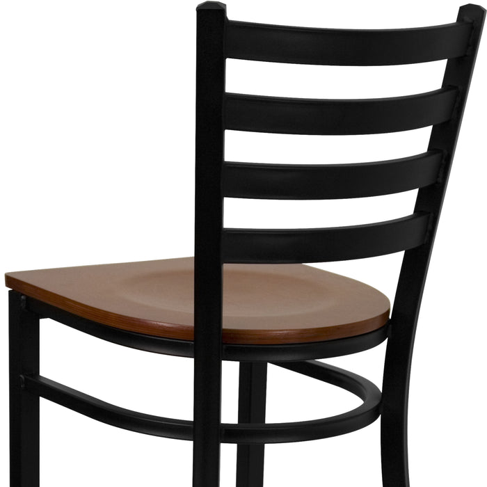Black Ladder Stool-Cherry Seat