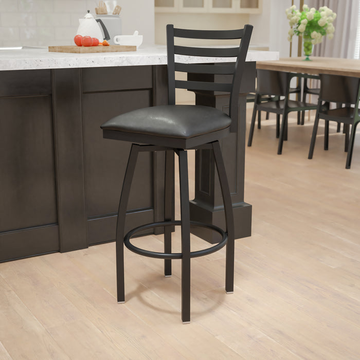 Black Ladder Stool-Black Seat
