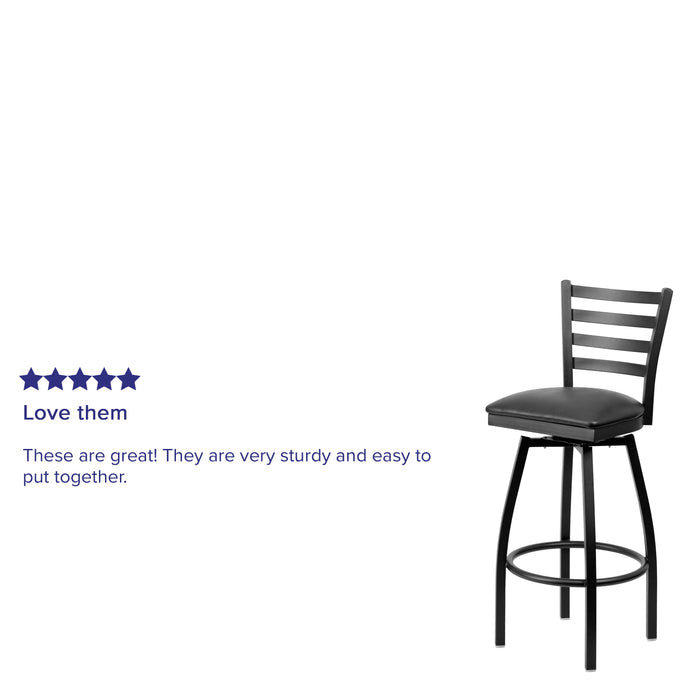 Black Ladder Stool-Black Seat