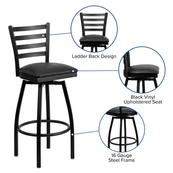 Black Ladder Stool-Black Seat