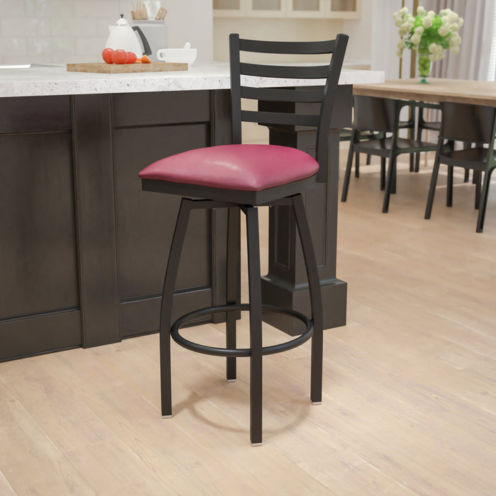 Black Ladder Stool-Burg Seat