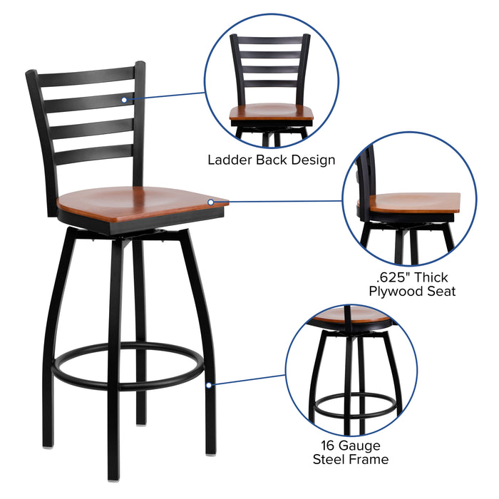 Black Ladder Stool-Cherry Seat