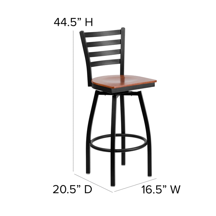 Black Ladder Stool-Cherry Seat