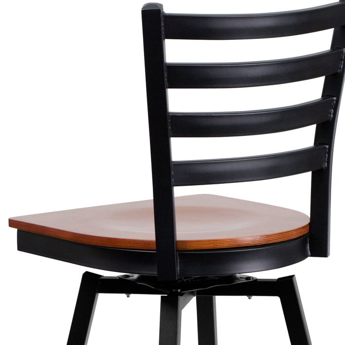 Black Ladder Stool-Cherry Seat
