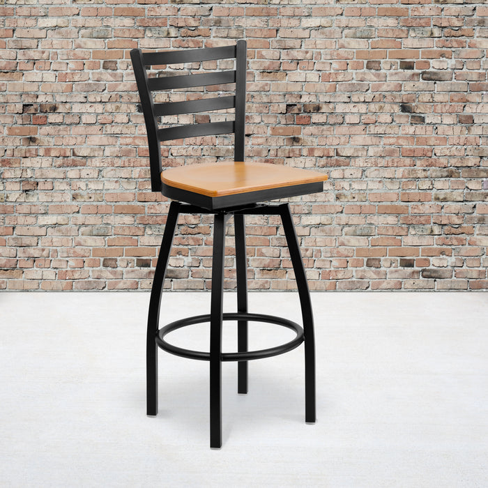 Black Ladder Stool-Nat Seat