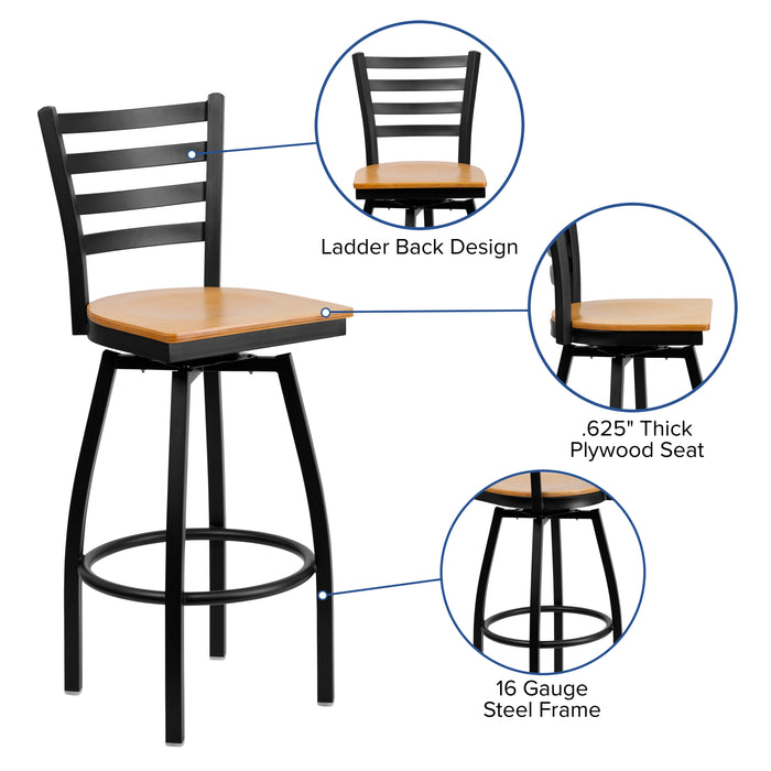 Black Ladder Stool-Nat Seat
