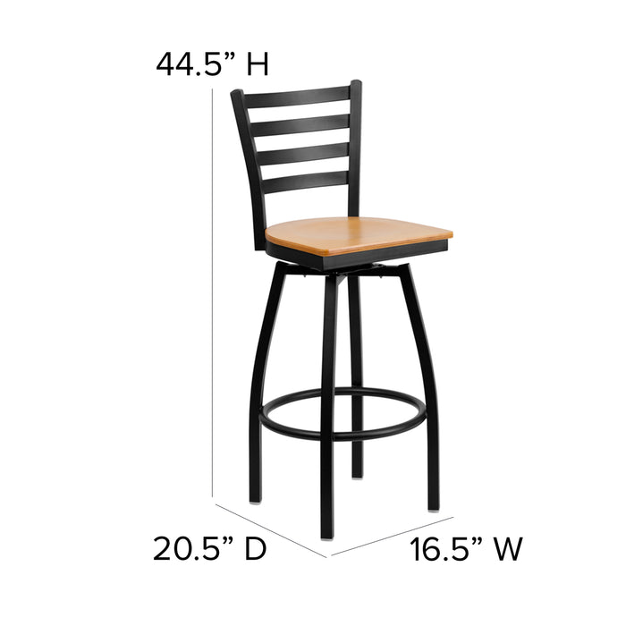 Black Ladder Stool-Nat Seat