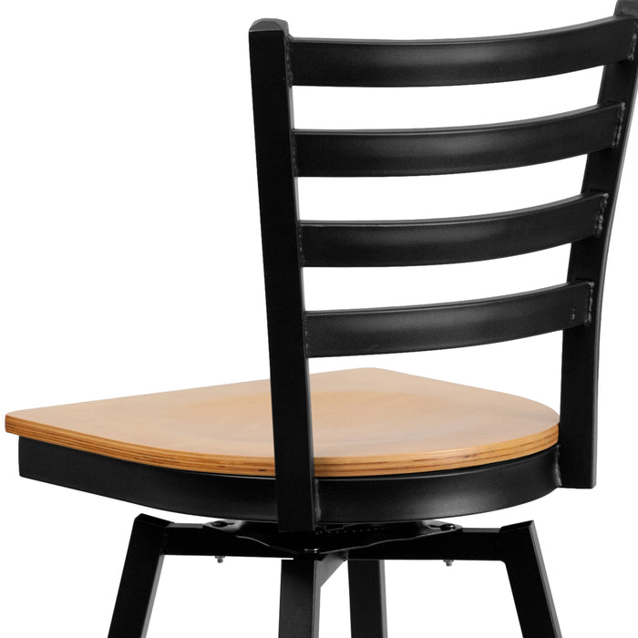 Black Ladder Stool-Nat Seat