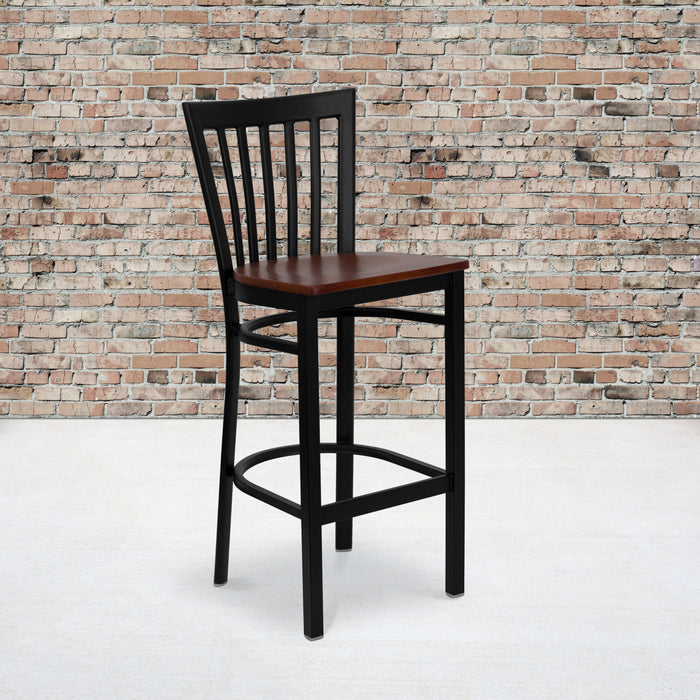 Black School Stool-Cherry Seat