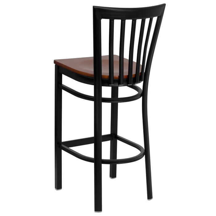 Black School Stool-Cherry Seat