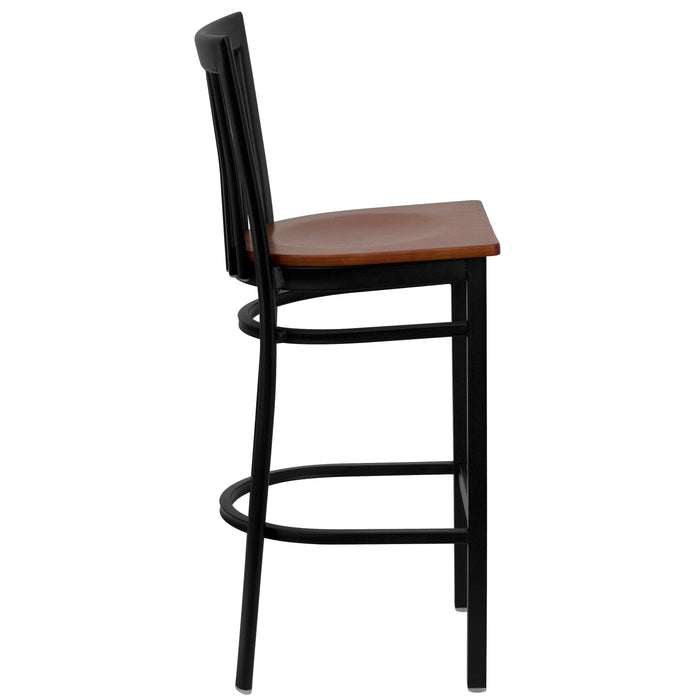 Black School Stool-Cherry Seat