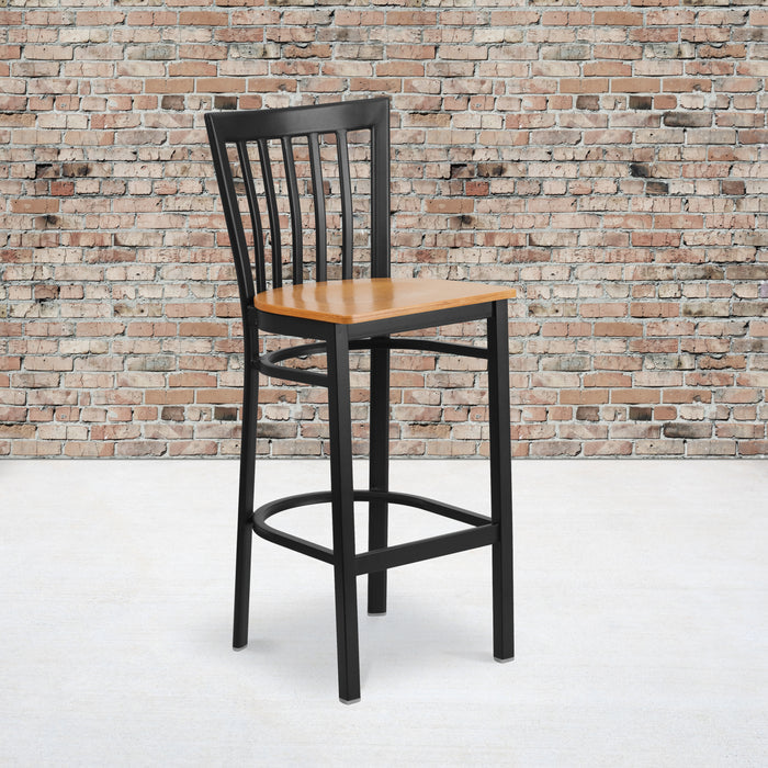 Black School Stool-Nat Seat